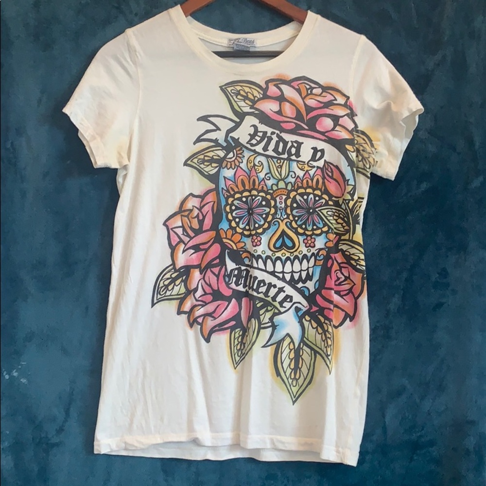 Sugar Skull Lucky Brand tee shirt size medium
